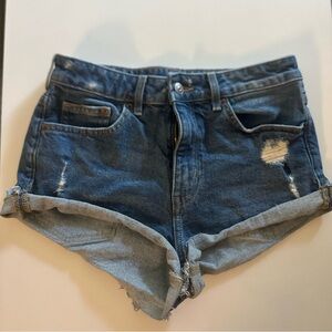 Divided Distressed Blue Jean Shorts